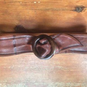 Vintage womens brown leather belt M Made in France